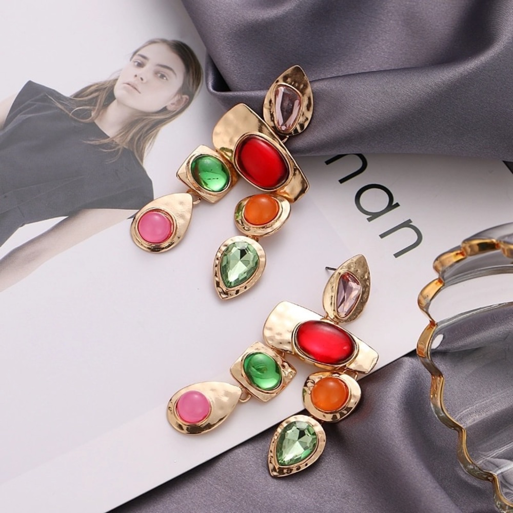 Gold Multicolored earrings - Picture 4 of 6